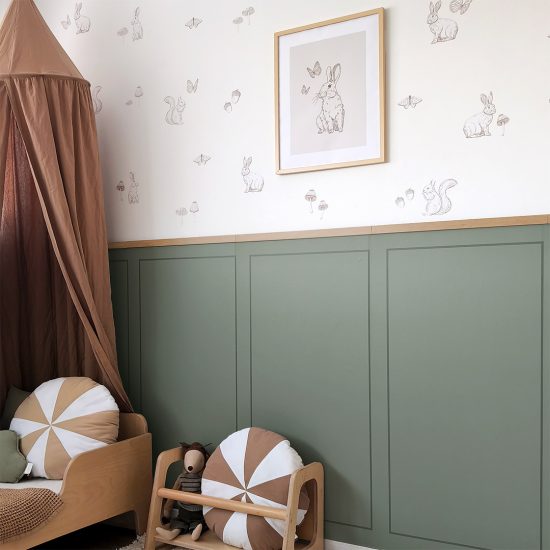Green half-wall panel-style adhesive wallpaper