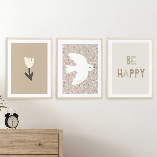 Bird of Peace boho kids room poster set – premium high quality prints by Ponponi