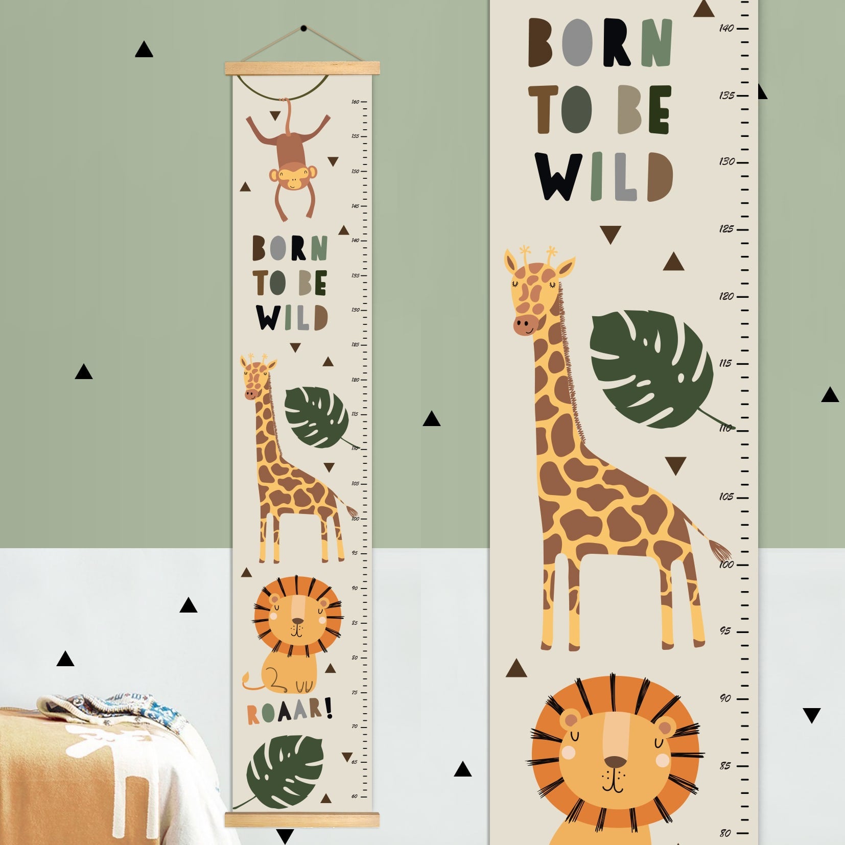 Height chart for children with safari animals