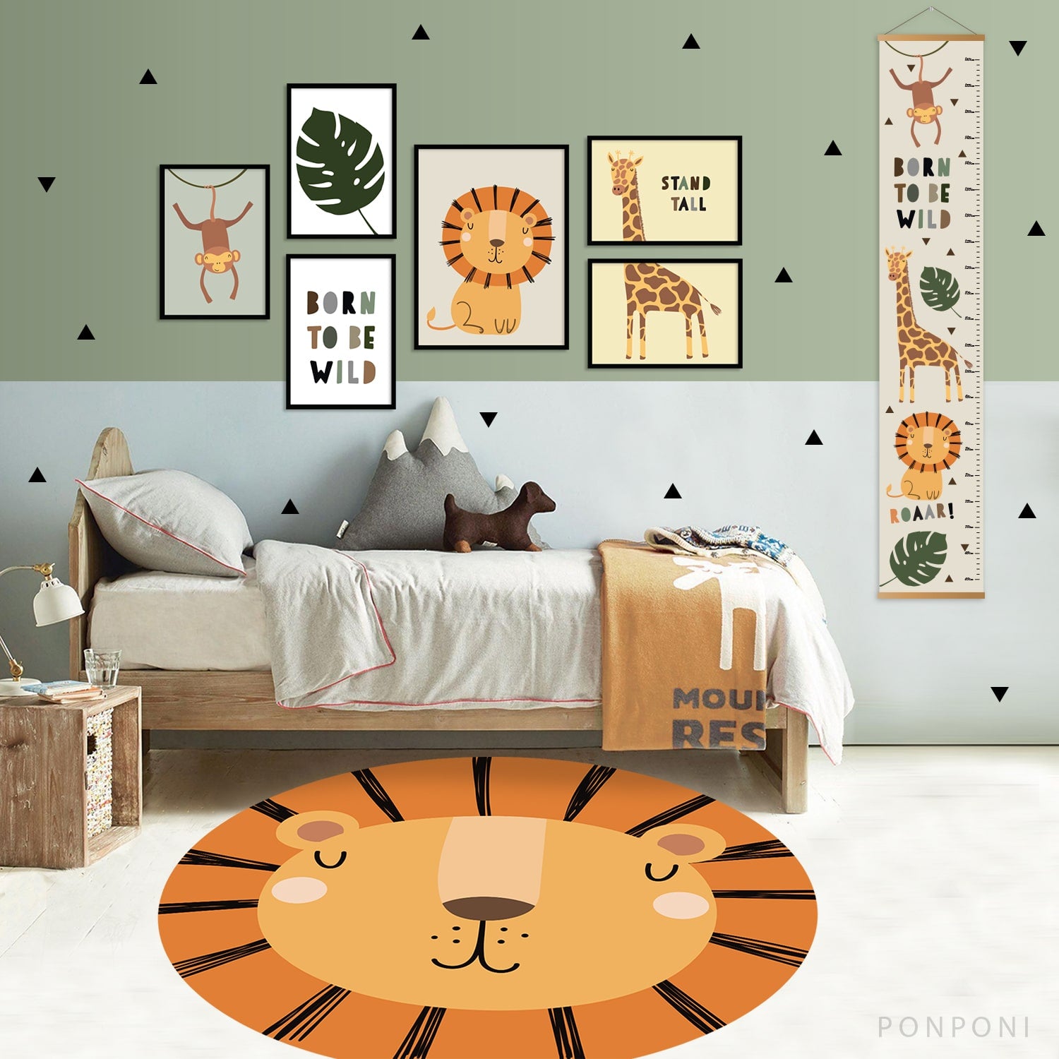 Height chart for children with safari animals
