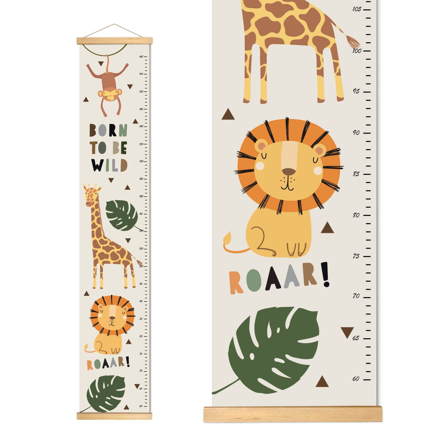 Height chart for children with safari animals