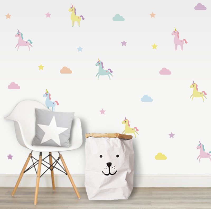 Pastel unicorn wall stickers