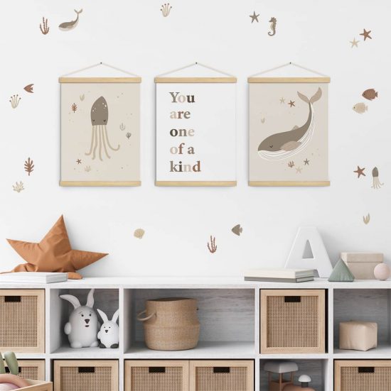 Sea animal kids room poster set – premium high quality prints by Ponponi