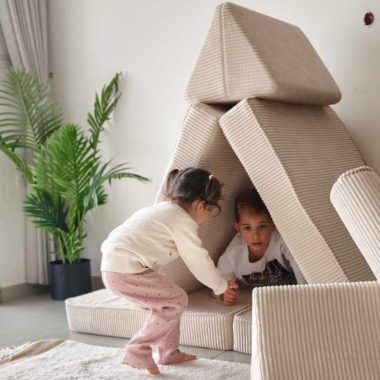 Children's Sofa – Cream Beige Convertible Sofa for Children – 160 GRANDE