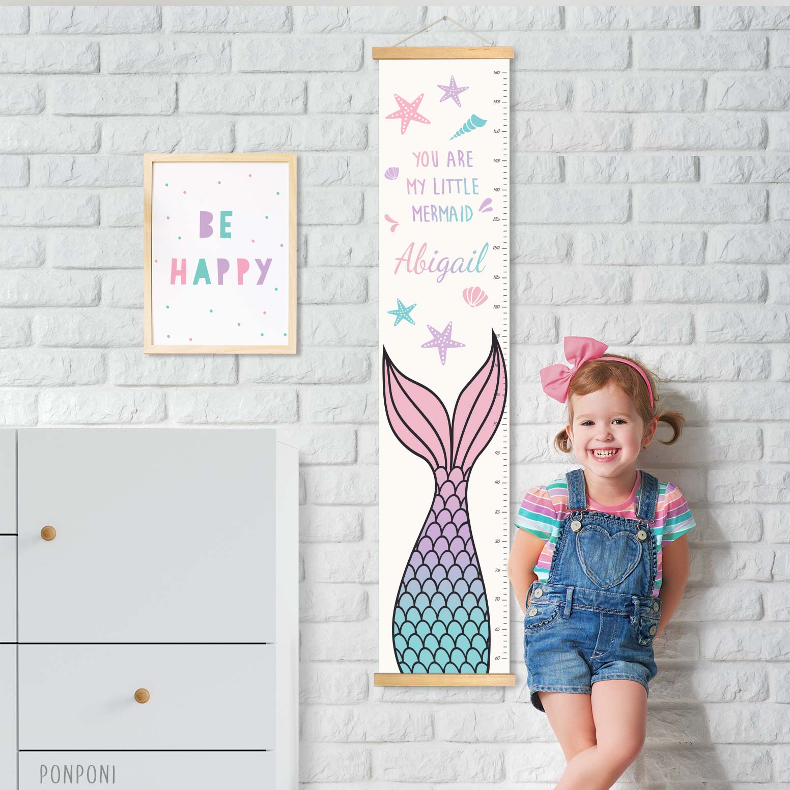 Height chart with child's name – Mermaid