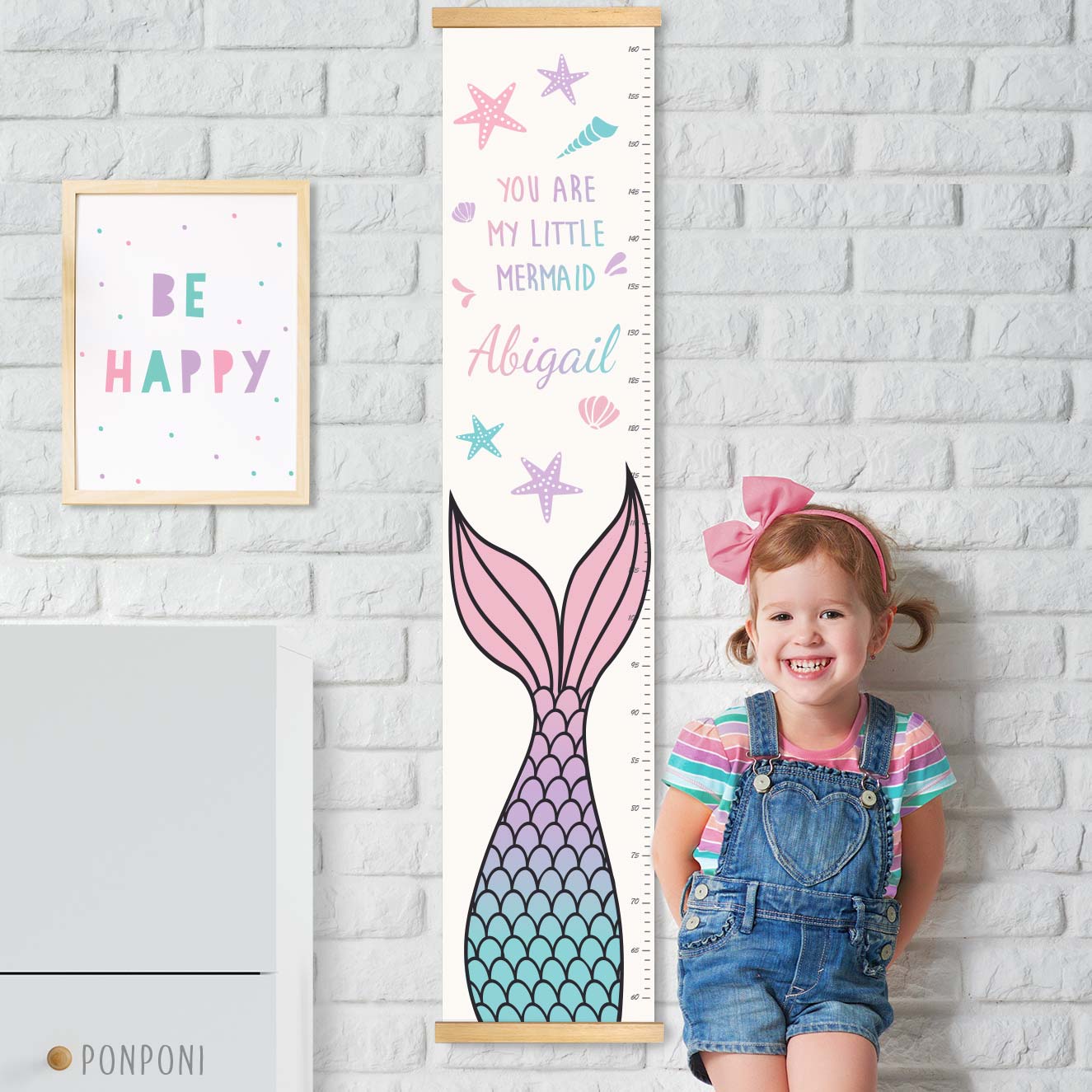 Height chart with child's name – Mermaid