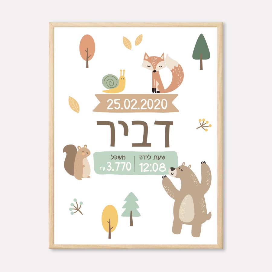 Designer birth certificate – Forest animals