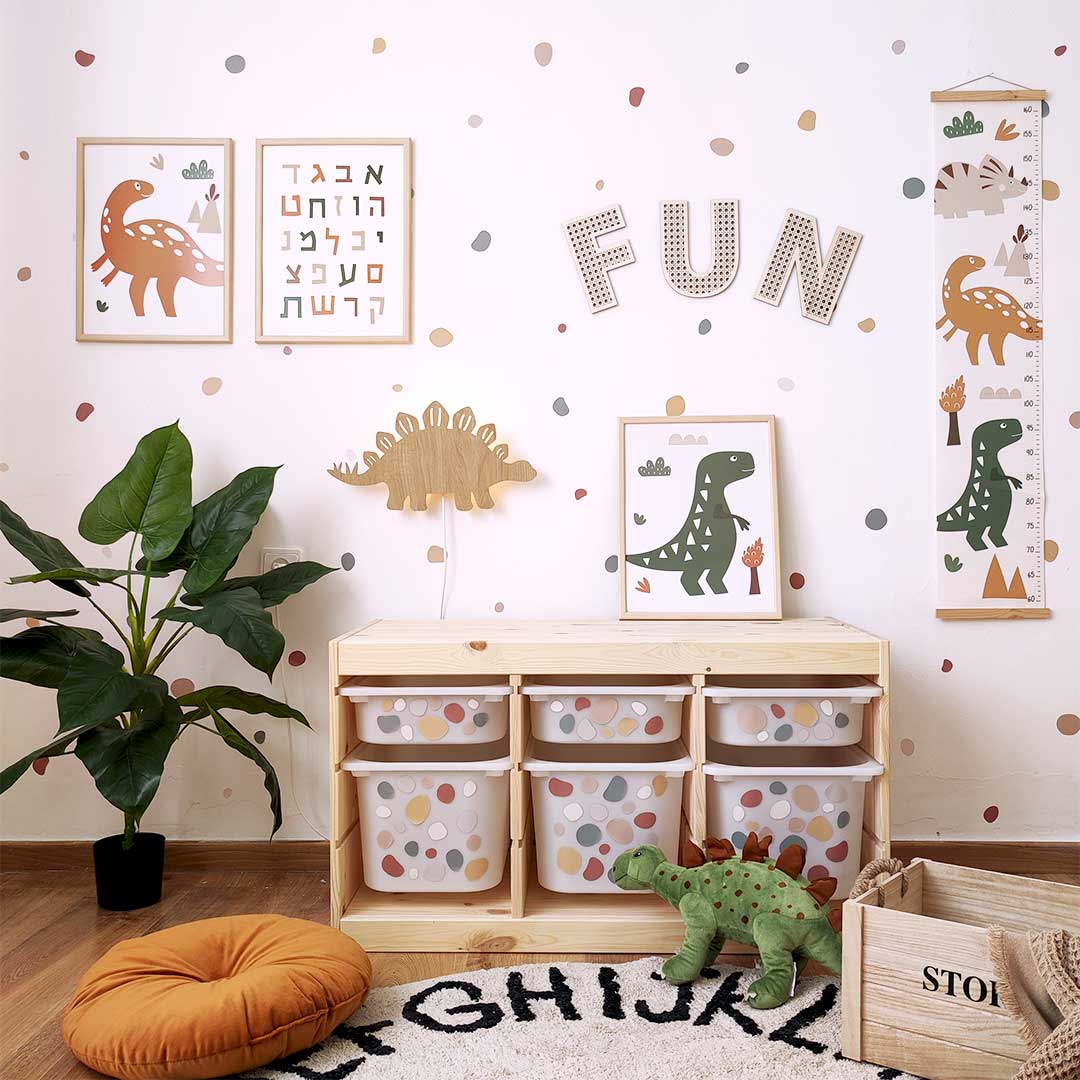 Luz nocturna de dinosaurio de madera para niños.