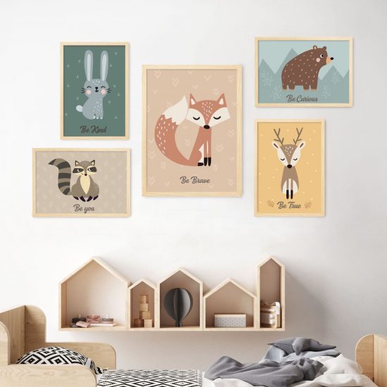 Forest animal poster set for kids room – premium high quality prints by Ponponi