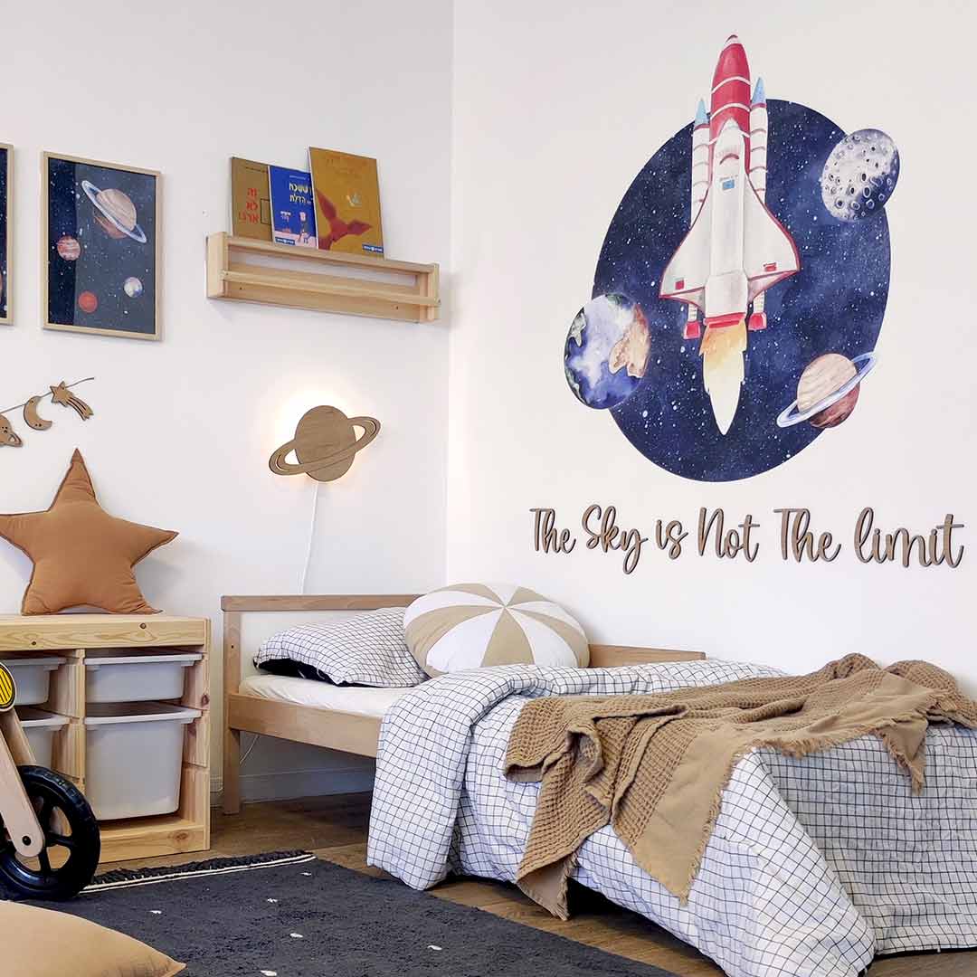 Wooden sign for children's room – The sky is not the limit