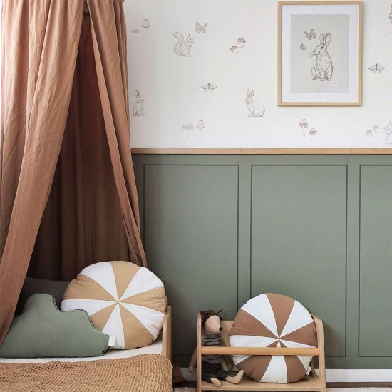 Green half-wall panel-style adhesive wallpaper