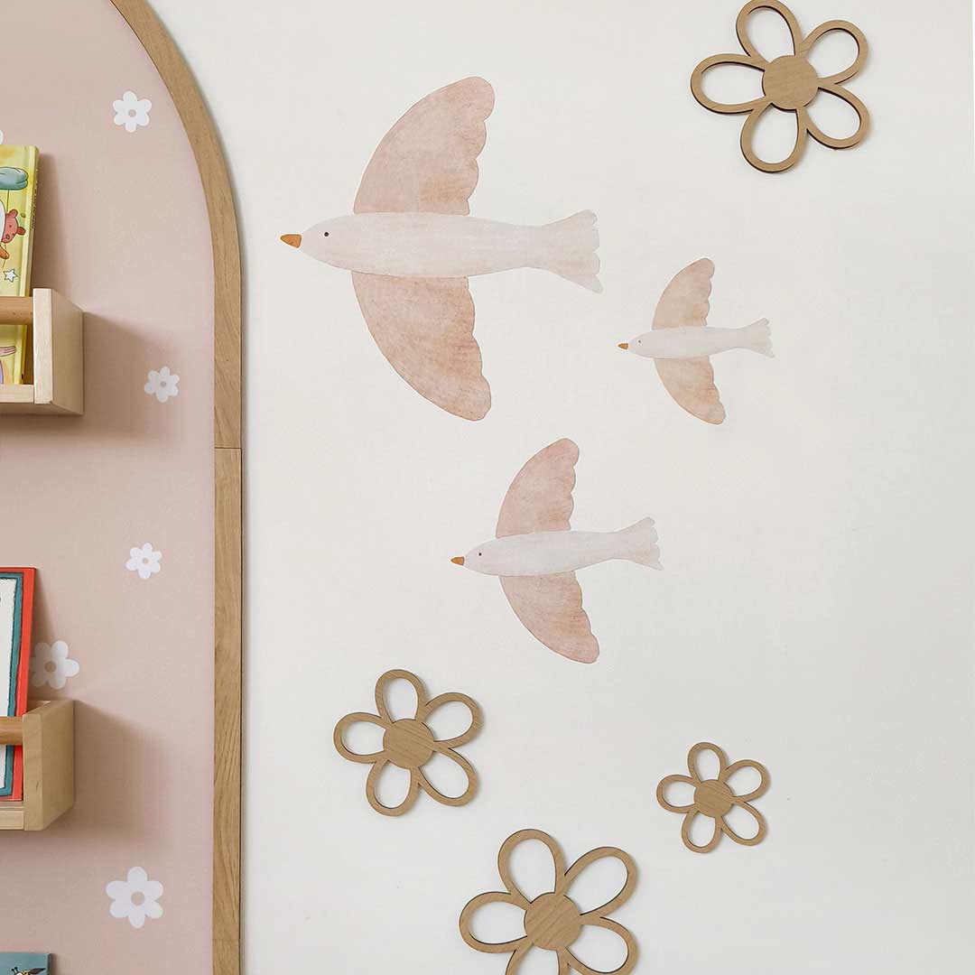 Set of 6 wooden daisy flowers