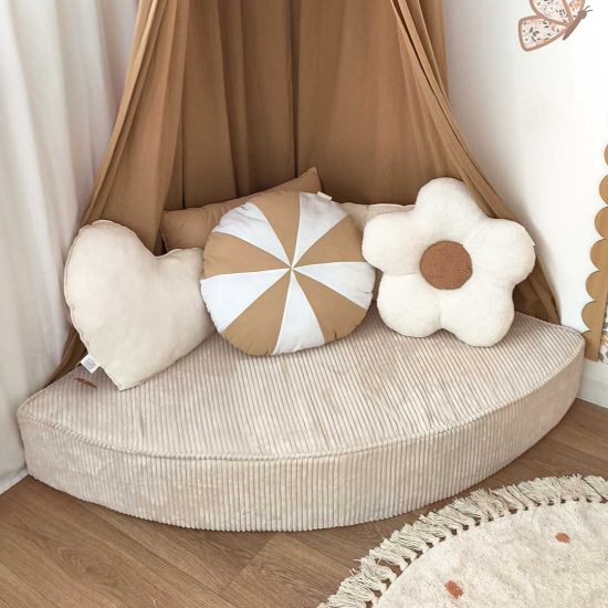 Kids corner sofa lounge set in cream corduroy with removable washable cover – Ponponi