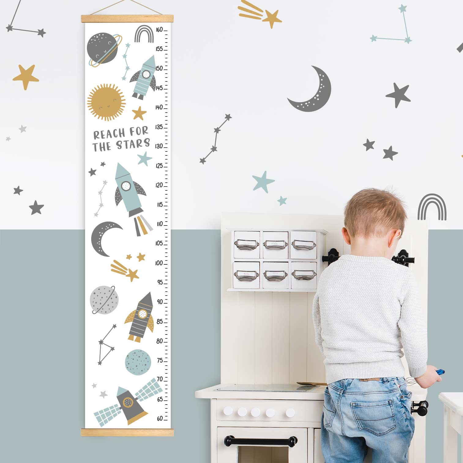 Height chart for children, colorful space