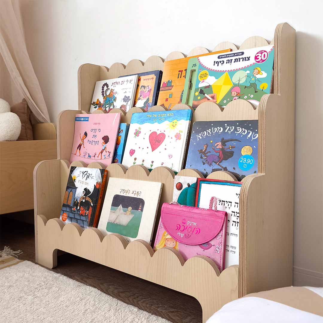 Curved Montessori bookcase – book storage for children