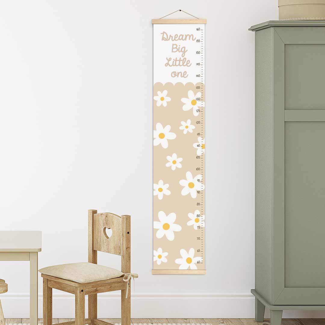 Height gauge for children's room, canvas – pretty flowers