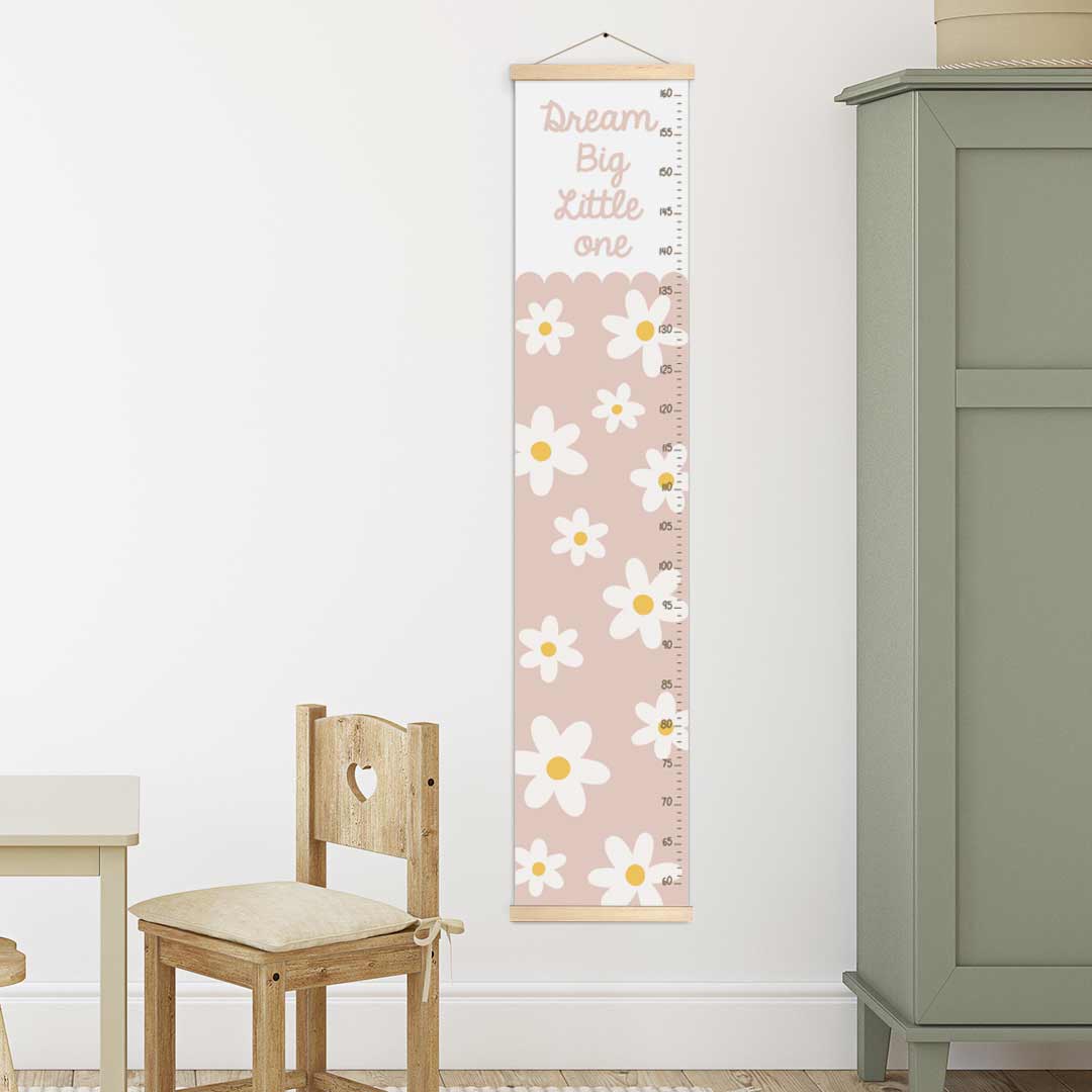 Height gauge for children's room, canvas – pretty flowers