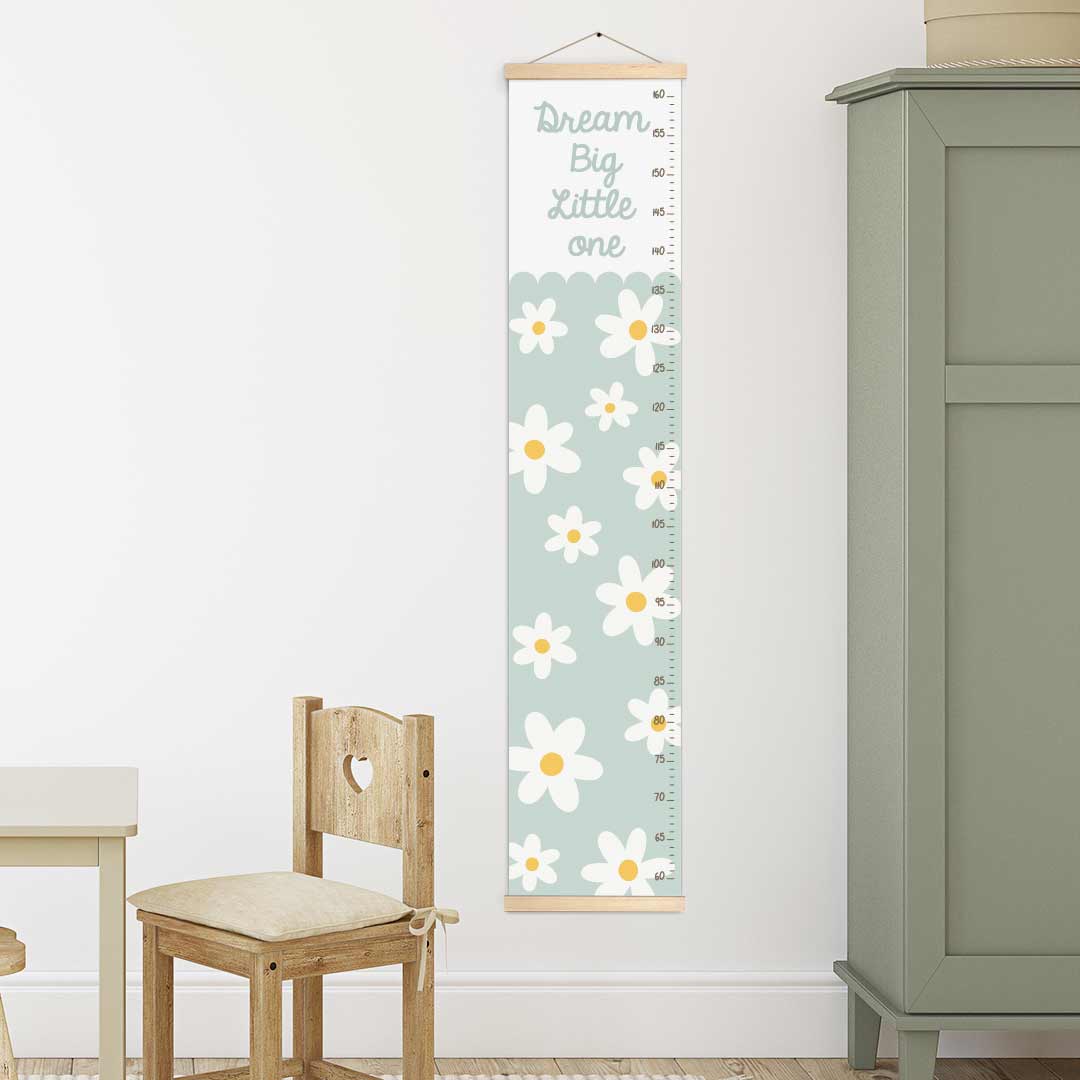 Height gauge for children's room, canvas – pretty flowers