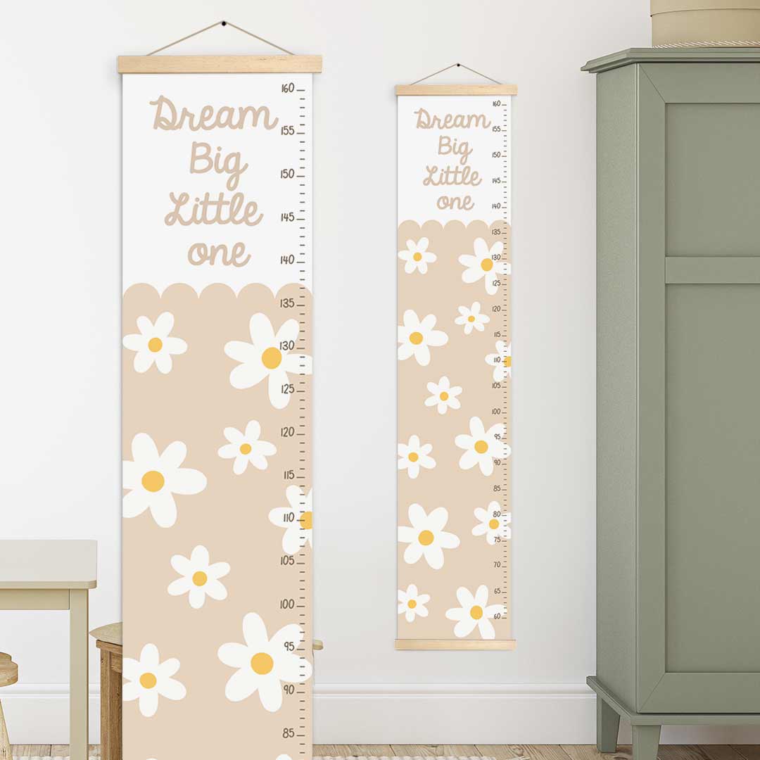 Height gauge for children's room, canvas – pretty flowers