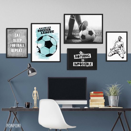 Soccer football poster set for teen room – premium high quality prints by Ponponi
