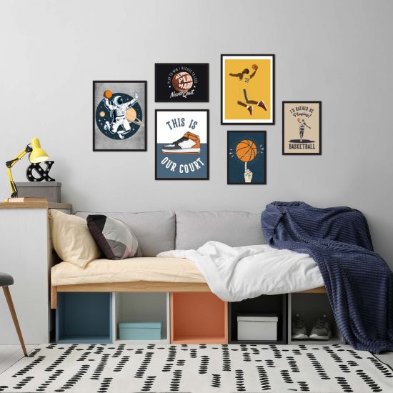 Un conjunto de pósteres para habitaciones de baloncesto para adolescentes