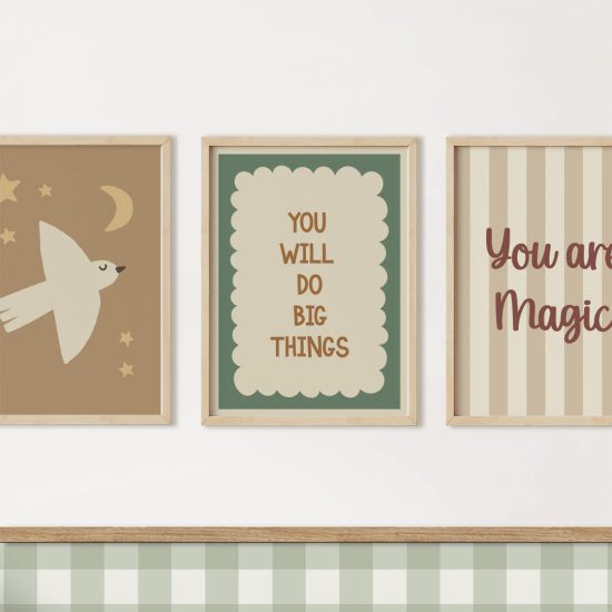 Scandinavian birds and inspirational quotes kids room poster set – premium prints by Ponponi