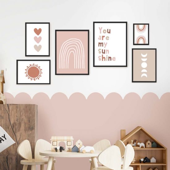 Boho style girls room picture set – premium high quality prints by Ponponi