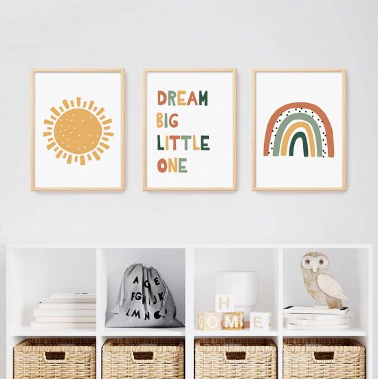 Dream Big rainbow kids room photo set – premium high quality prints by Ponponi