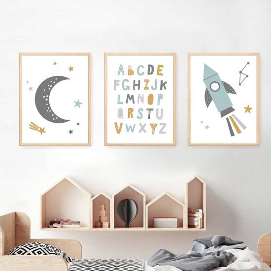 Colorful kids room picture set – premium high quality prints by Ponponi