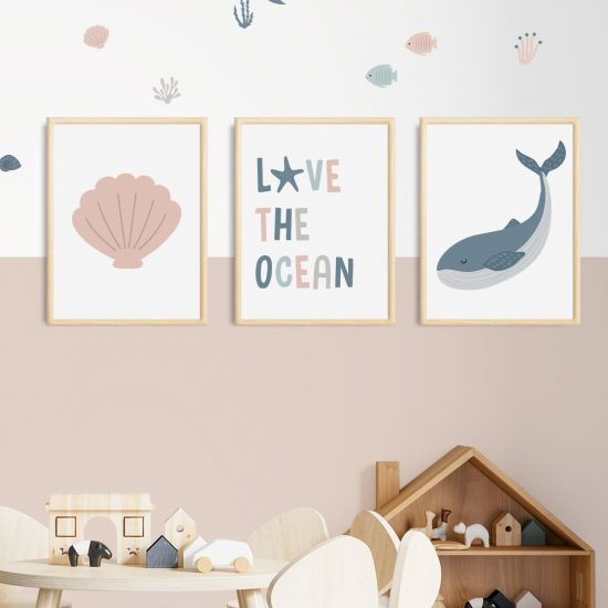 Whale clam and inspirational quote ocean kids room poster – premium prints by Ponponi