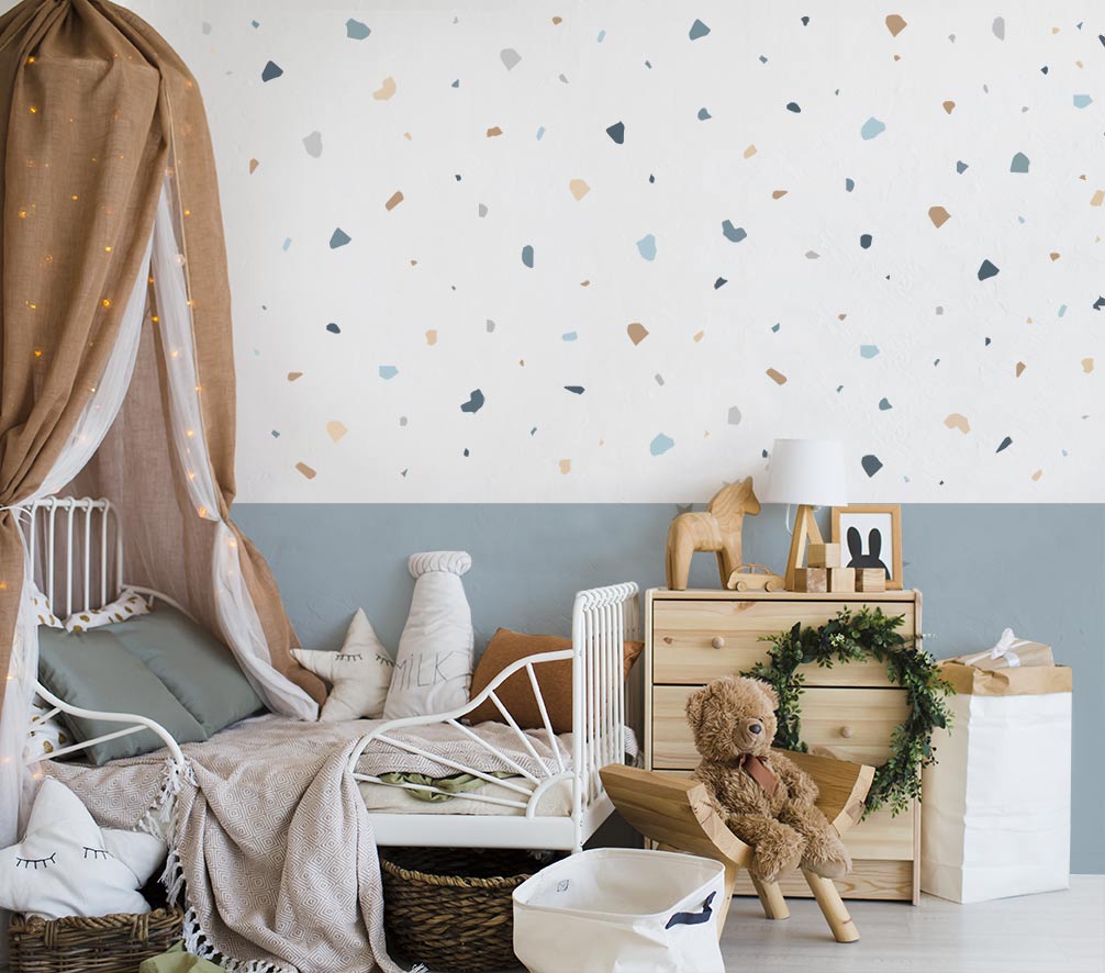 Terrazzo wall stickers – blue beige
