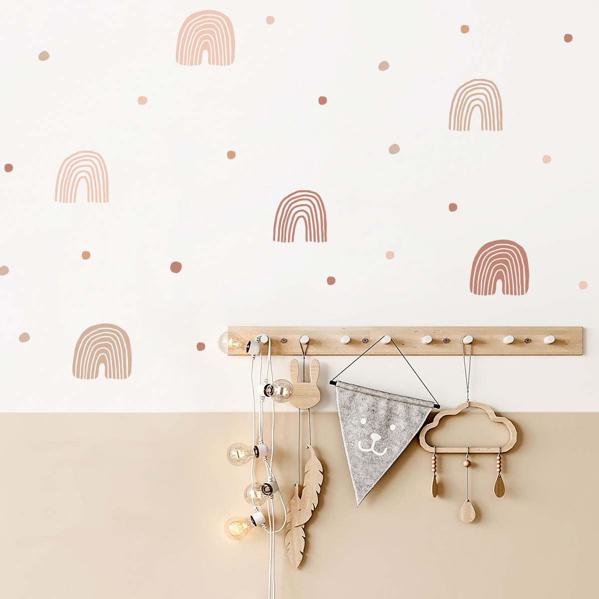 Arch wall stickers with dots in Scandinavian style – reusable kids room decals by Ponponi