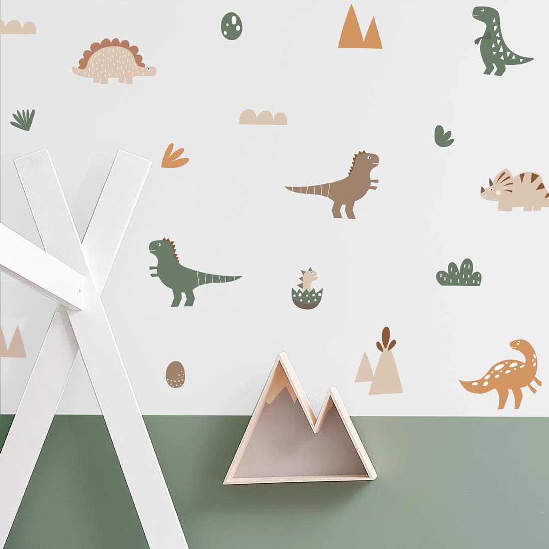 Dinosaur wall stickers for children's room – reusable non-toxic fabric decals by Ponponi