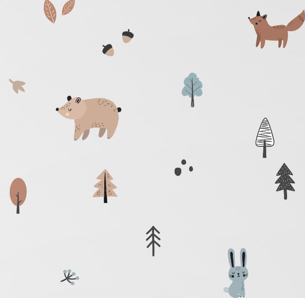Magical forest wall stickers with sweet animals – reusable Nordic kids room decals by Ponponi