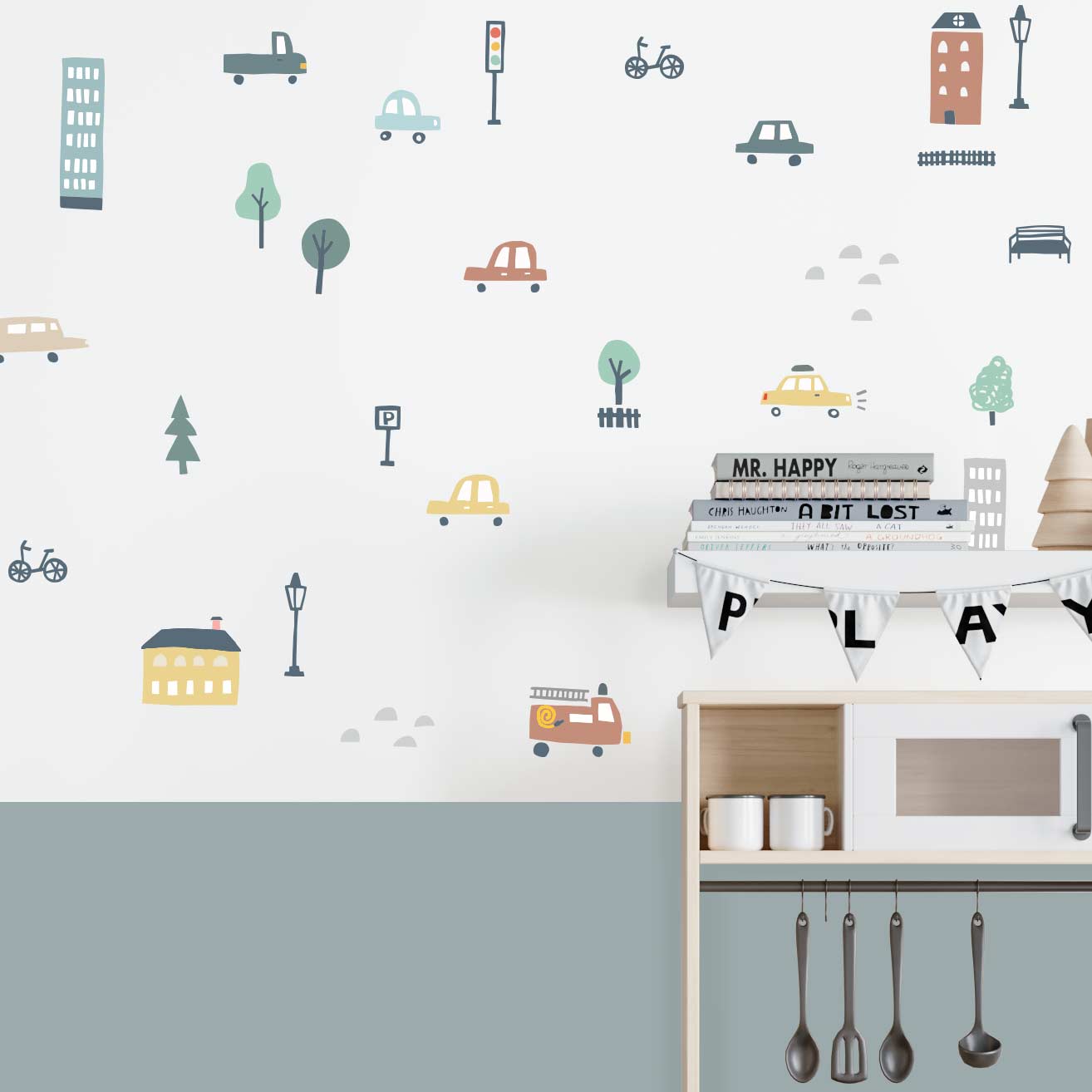 Car wall stickers in the city