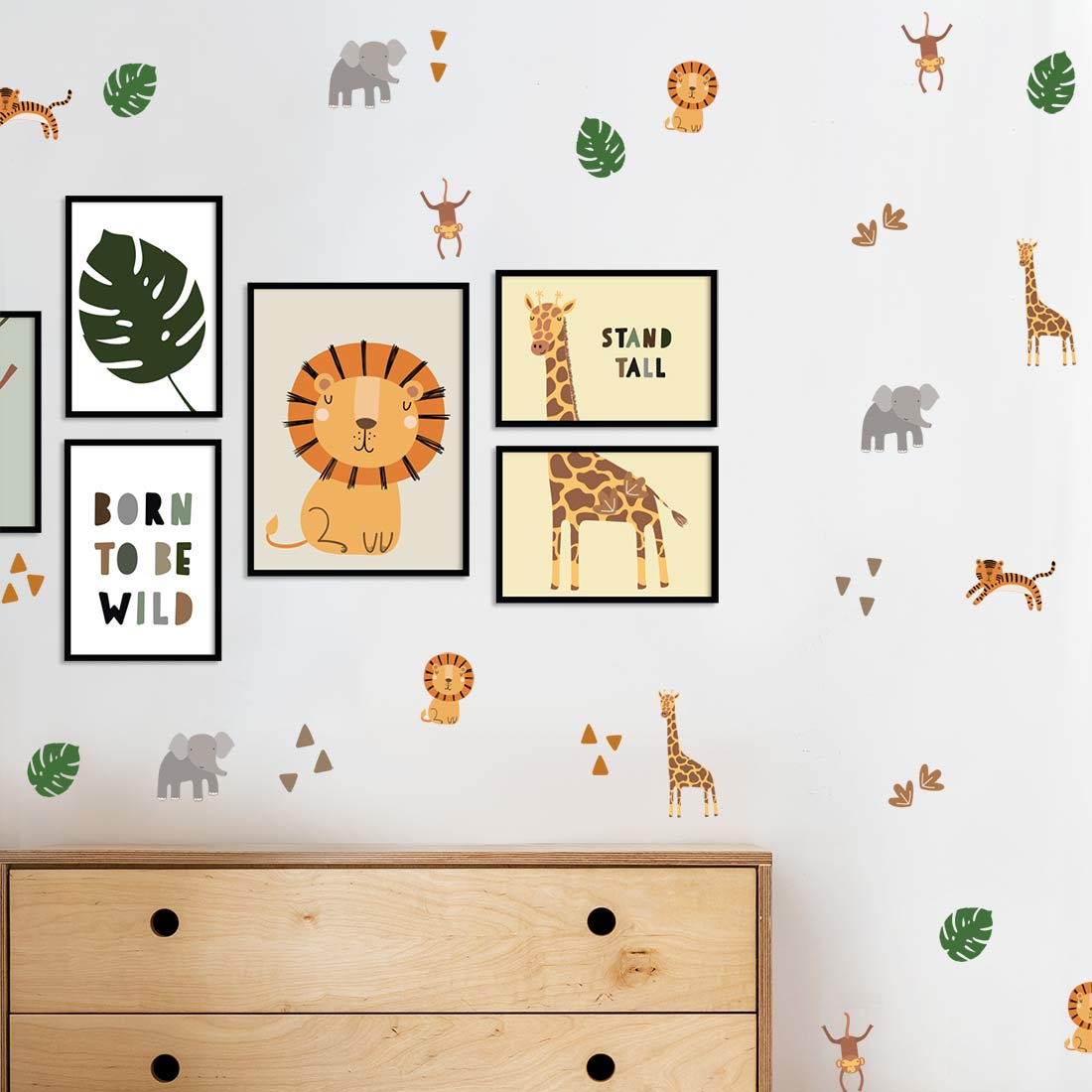 Jungle safari animal wall stickers for children's room – reusable decals by Ponponi