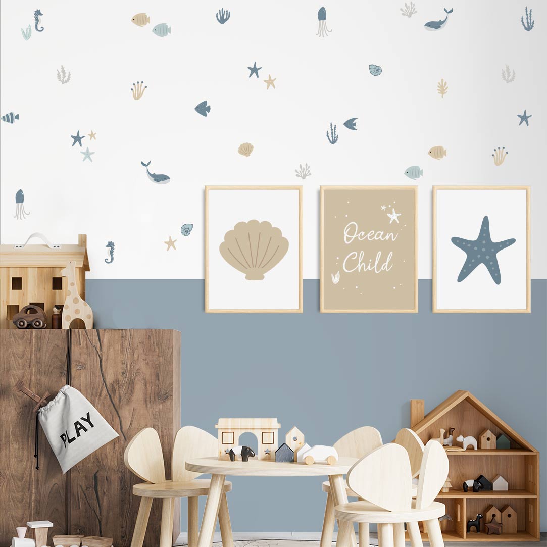 Sea wall stickers for children's rooms
