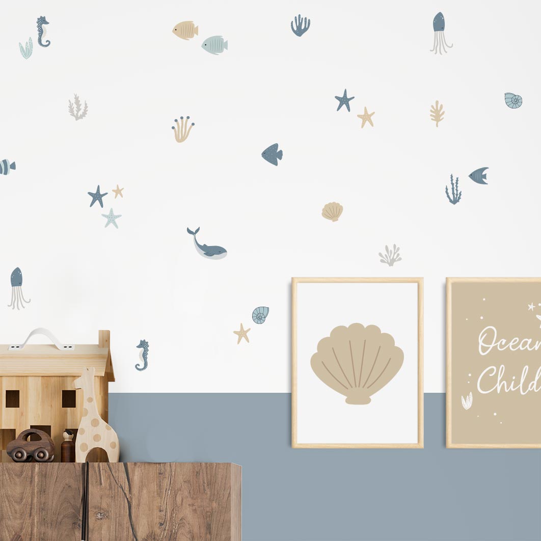 Sea wall stickers for children's rooms
