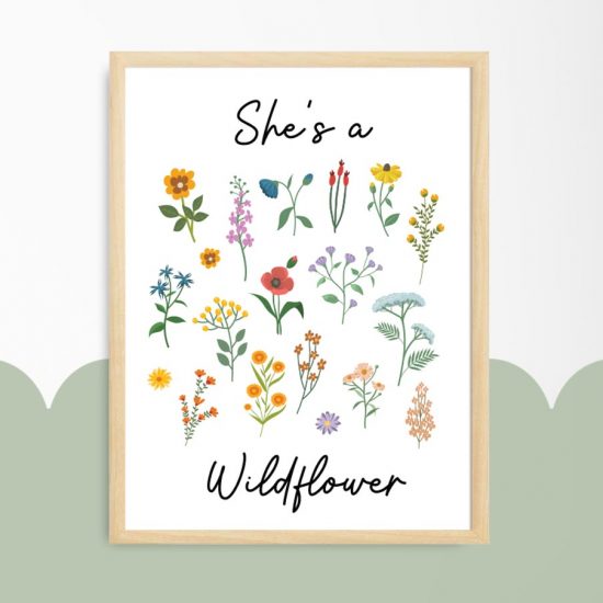 Floral print kids room poster with inspirational quote – premium high quality print by Ponponi