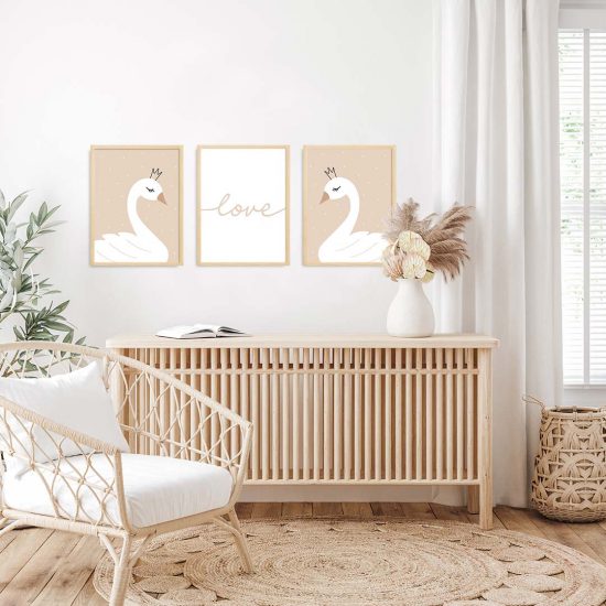 Imágenes para la habitación de los niños: Una habitación de niña con tema de cisnes