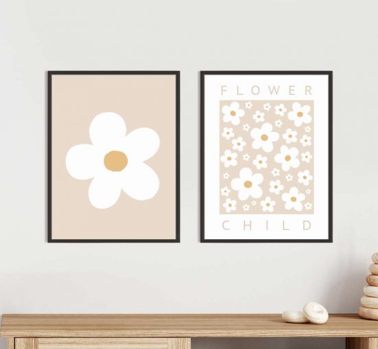Estampados de flores para habitaciones infantiles – Margarita