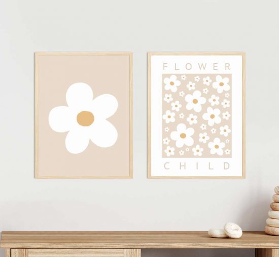 Daisy flower kids room print set – premium high quality prints by Ponponi