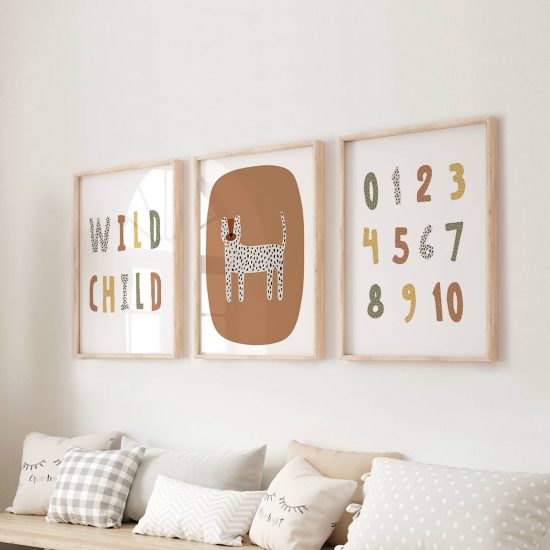 Safari themed kids room picture set – premium high quality prints by Ponponi