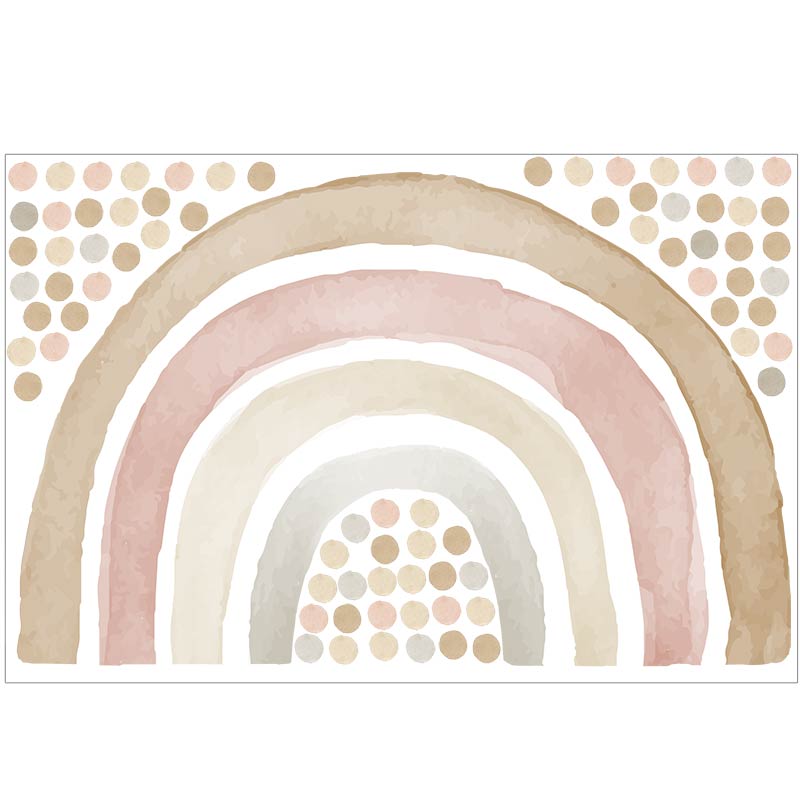 Large rainbow wall sticker with pastel dots
