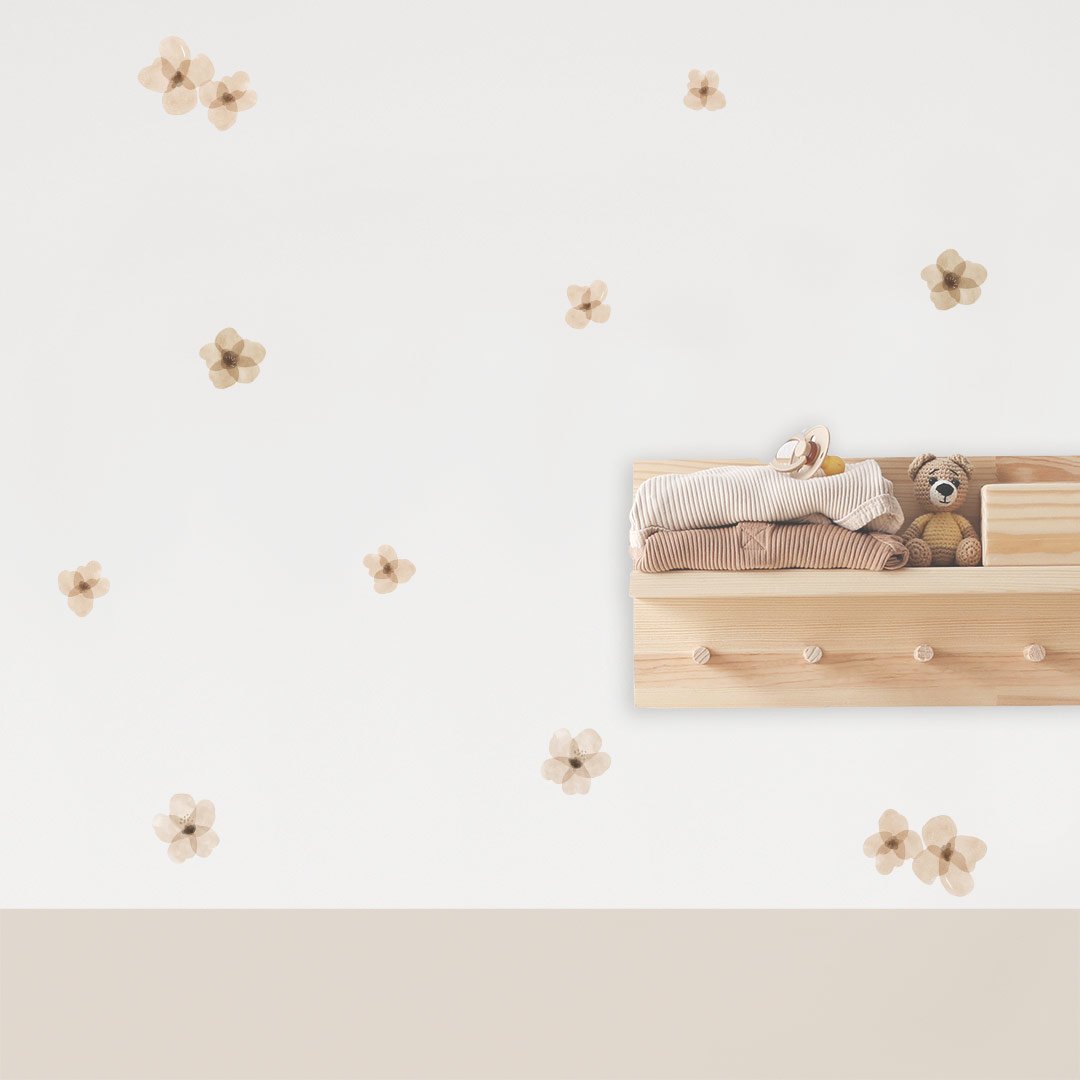 Boho chic vintage flower wall stickers for children's room – reusable decals by Ponponi