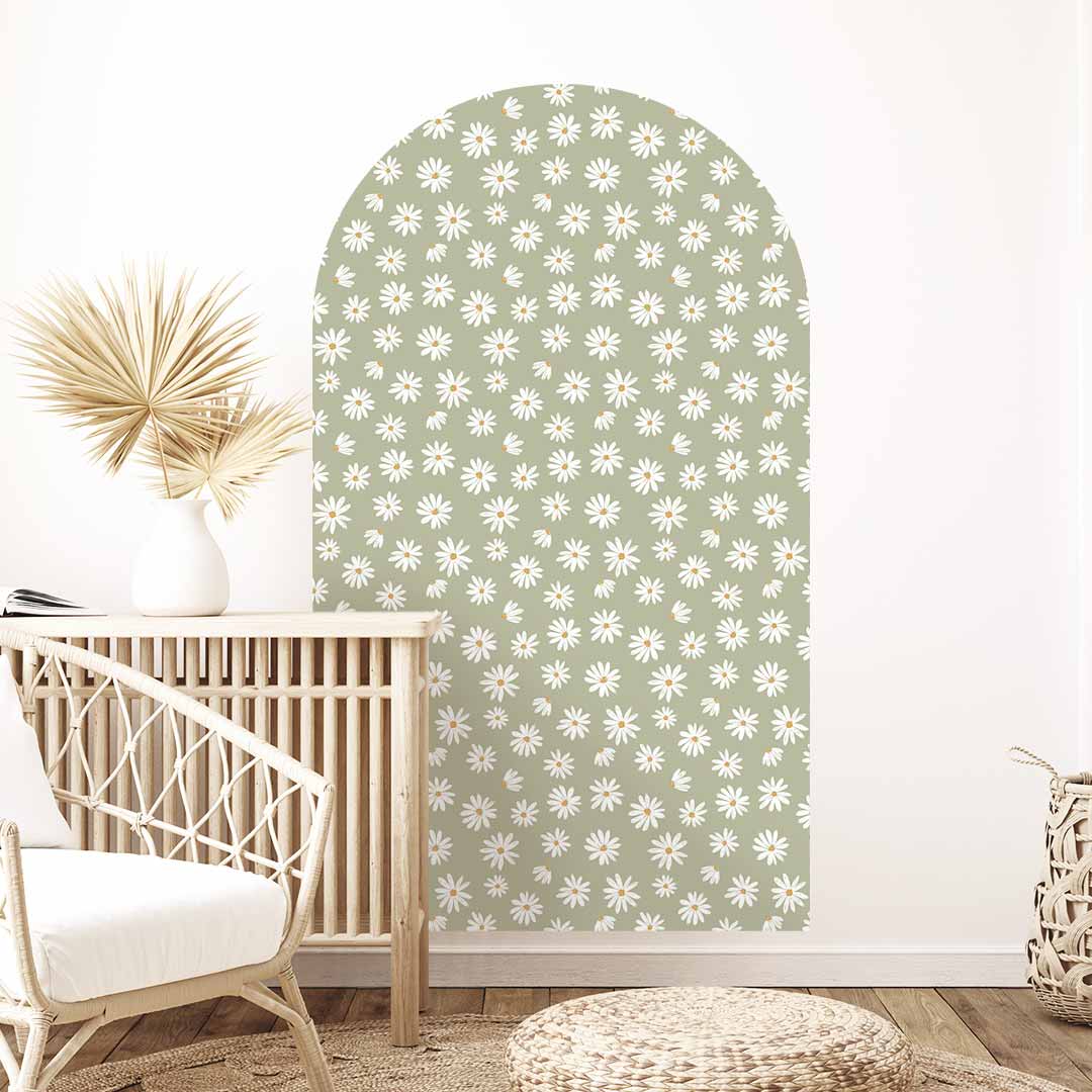 Arch Wall Decal – Daisies on Green
