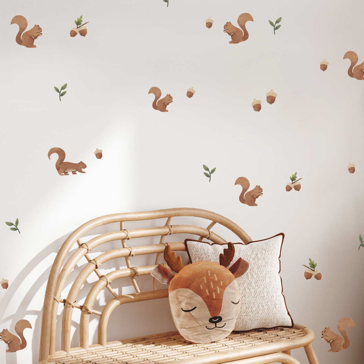 Squirrel forest wall stickers – reusable solvent-free ink kids room decals by Ponponi