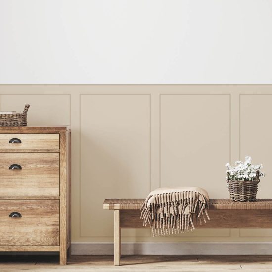 Half-wall panel-style adhesive wallpaper