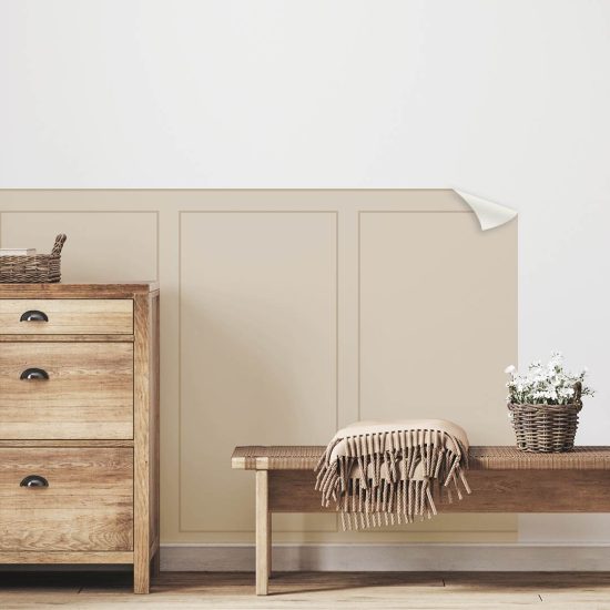 Half-wall panel-style adhesive wallpaper
