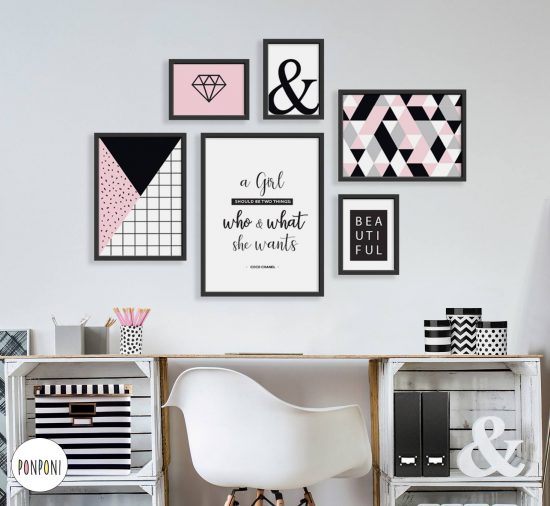 Un set de fotos para la habitación de una niña